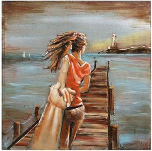 Empire Art Direct Romantic Girl Metal, Hand Painted Primo Mixed Media Iron Sculpture, Decor,Ready to Hang,Living Room, Bedroom ＆ Office 3D Wall Art, 40 in. x 3.1 in. x 40 in, Multicolor