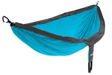 ENO Doublenest Hammock Teal Charcoal Soft Breathable Fabric 70 Denier High Tenacity Nylon Taffeta Fast Dry Heavy Duty Triple Stitched Seams Compression Stuffsack Aluminium Wiregate Carabiners W 539 g