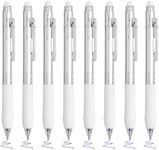 BAYTORY 8Pcs Fine Point Erasable Gel Pens, 0.5mm Retractable Black and Blue Ink Pen, Smooth Writhing Comfortable to Use for Taking Marking Planner Crossword Puzzles (White)