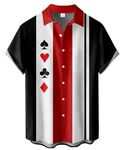 Gwnnb Bowling Shirts for Men Poker Print Short Sleeve Casual Button Down Beach Shirts