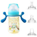 Baby Sippy Cup Months 6+, Non Spill Cup for Toddlers, Baby Straw Cup with Handles, Spill-Proof, Leak-Proof Soft Spout Cup 240ml/8oz, with 3 Types Silicone Spouts, BPA Free (Blue)