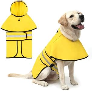 KOOLTAIL Dog Raincoat Hooded Slicker Poncho with Leash Hole, Dog Raincoat for Large Dogs, Waterproof Dog Rain Jacket with Reflective Strip, Adjustable Breathable Extra Large Rainwear-Yellow Solid