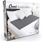 Conni X-wide Reusable Bed Pad with Tuck-ins, Absorbent, Waterproof and Washable Protector Pad for Incontinence, Bed Wetting and Perspiration, Charcoal, 153 x 85 cm