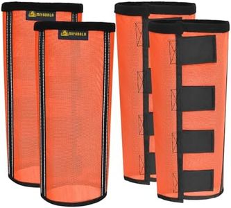 MIYABALA Fly Boots for Horses Set of 4,Extra Tough Mesh Horse Fly Boots with 2 Built-in Metal Supports,Breathable Fly Leggings for Horses with Fleece Trimming and Reflective Webbing (Orange, Large)
