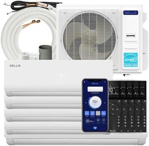 Della 45K BTU ODU Multi Zone Air Conditioner Five 5 Zone (9K 9K 9K 9K 24K) Mini Split 20 SEER2 208-230V Cools Up to 2600 Sq.Ft, Works with Alexa, Wifi Energy Efficient Pre-Charged Heat Pump Full Set