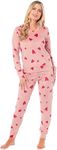 KATE MORGAN Womens Pyjamas Warm Fleece Pyjamas for Women Sets Pjs S-XL | Soft Twosie Pyjama Set for Ladies Gifts for Her PINK HEART S