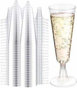 Rarapop 50 Pack Plastic Champagne Flutes Disposable Champagne Glasses, 5 Oz Clear Mimosa Glasses Toasting Glasses Party Cocktail Cups Bulk for for Wedding Birthday Anniversary Celebration