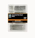 MIDHILL® 250pk Assorted Nails for Wood – Iron Nails for Hanging Pictures | Long, Medium and Small Wall Nails for DIY and Crafts, Home Décor, Woodwork, Furniture and Construction