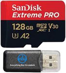 128GB Sandisk Micro SDXC Extreme Pro 4K for Samsung Galaxy S8, S8 Plus, S8 Note, S7, S7 Edge MicroSD TF Flash Memory Card 128G Class 10 with Everything But Stromboli Card Reader