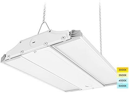 LUXRITE 14 Inch Linear High Bay LED Shop Lights, 80/110/150W Wattage Selectable, Up to 20500LM, 4CCT 3000K-5000K, Adjustable Tilt Hanging Shop Light, 0-10V Dimmable, 120-277V, UL - Warehouse Workshop
