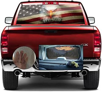 Rear Window Decals for Trucks, Pickup American Flag Window Decal, Bald Eagle Back Window Tint Graphic Perforated Vinyl Truck Stickers,66" X 20"