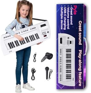 Pyle 37-Key Rechargeable Keytar Instrument for Kids & Adults - Portable Piano Keyboard with Synthesizer, Rhythm Fun, and Audio Keyboard Functions – Ideal Instruments for Kids Ages 9-12 and Beginners