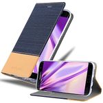 cadorabo Book Case works with Samsung Galaxy S7 EDGE in DARK BLUE BROWN - with Magnetic Closure, Stand Function and Card Slot - Wallet Etui Cover Pouch PU Leather Flip