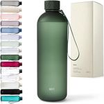 KIVY Large Water Bottle 50oz [Lightweight & Shatterproof] Fits Backpack & Cupholder for Travel, Sports, School - Dark Green water bottle no straw - 1.5 Liter water bottles - 50oz Water bottle