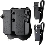 Double Magazine Pouch, Universal Mag Holsters Fit 9MM .40 .45 Caliber Single or Double Stack Magazines, Polymer OWB Belt Mag Holder with 360° Adjustable Paddle