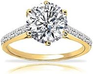 Hoops & Loops 925 Sterling Silver Round-Cut 3.00 Carat Cubic Zirconia 6-Prong-Set Solitaire Engagement Bridal Wedding Band Ring for Women Teen Girls | Silver, Yellow Gold, Rose Gold, Metal, Cubic Zirconia