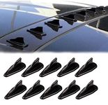 GKmow Pack-10 Car Shark Fin Antenna Kit, Universal Rear Bumper Canards Splitter, Stick-on Spoiler Roof Air Vortex Decorative Aerial (Black #100)