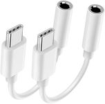 2 Pack USB C to 3.5mm Jack, Type C to 3.5mm Headphone Aux Digital Audio Earphone Adaptor, Aux to USB C Earphone Adapter for Samsung Galaxy Pixel