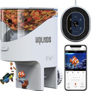 Wolmds WiFi Automatic Fish Feeder with 2.5K Camera, 2.4/5G Smart App Control & Vacation Feeding Timer, Precision Flake Food Dispenser, 200ml Moisture-Proof Visual Aquatic Pet Feeder for 10+ Gallon