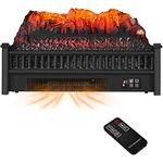 GOFLAME 23" Electric Fireplace Log Heater, Portable Realistic Ember Bed Fireplace Insert w/Adjustable Flame Brightness & Temperature, 0.5-6H Timer, Overheat Protection, Remote Control, 1400W