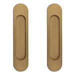 MOROBOR 18CM Self-Stick Oval Sliding Door Pulls, 2pcs Bronze Gold Aluminum Alloy Flush Pull Punch-Free Handle for Sliding Barn Door Windows Cabinets