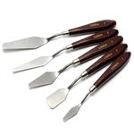 CONDA Palette Knife Set 5 PCS Painting Stainless Steel Metal Spatula Pallet Knife Oil Paint Knives Wood Handle, for Oil Acrylic Canvas Painting Color Mixing Thick Paint