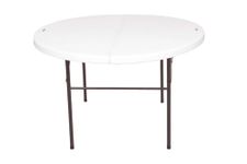 WONDERPLAST Baron 4 Feet Round Foldable Table 48 inch, Bifold Round Table, High Density Polymer Dining Table, Event Commercial Table for Wedding, Party, Garden, Patio and Multipurpose - White Color