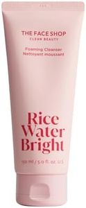 The Face Shop Rice Water Bright Foaming Facial Cleanser with Ceramide, Gentle Face Wash for Hydrating & Moisturizing, Vegan Face Cleanser, Makeup Remover, Korean Skin Care for All Skin Types, 150ml