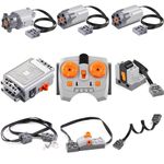 9-in-1 Motor Kit Compatible with Lego: Power Functions Technic Remote Control Set with Battery Box Engine Parts Motor Controller Steering Servo Motor Building Block Motor Gears Starter (9 in 1 Set)