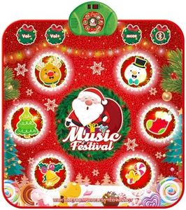 Christmas Dance Mat for Girls Boy,Toy Birthday Presents for 3 4 5 6 7 8 9 10+ Year Old Kids Gifts,Light Up Children Music Dancing Game Pad with 5 Game Modes & Wireless Bluetooth,Rechargeable Battery