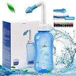 HANNEA® Neti Pots for Sinus Rinse Bottle Nose Wash Cleaner Pressure Rinse Nasal Irrigation for Adult & Kid BPA Free 300 ML with 10 Nasal Wash Salt Packets and Sticker