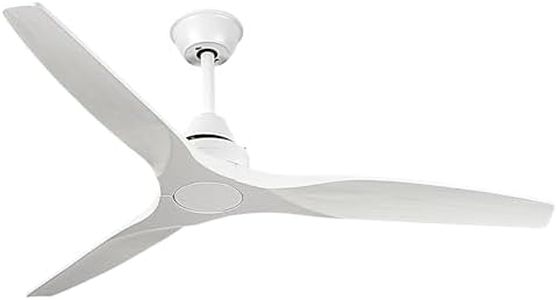 Krear Ceiling Fan with Remote Control, 52" Indoor Outdoor Ceiling Fans, 3 Wooden Blades, Noiseless Reversible DC Motor, Suitable for Terrace/Living Room/Bedroom/Study, White