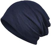 Elonglin Slouch Beanie Hat, Unisex Mesh Jersey Skull Cap Baggy Summer Spring Hip-Hop Stretch Soft Thin Hat Breathable Navy Blue