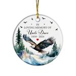 in Loving Memory of Personalized Ornament, Christmas in Heaven Ceramic Ornament, Memorial Gifts for Loss of Uncle Mom Dad, Remembrance Gifts for Friends, Family, Custom Name & Year Christmas Tree