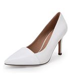 Womens Stiletto High Heels Pointed Toe Classic Slip On Dress Party Pumps Shoes, White, 5.5 UK