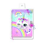 Hot Focus CAT Air Bubble w/Sequins. Secret Diary with Keys and Lock. 7” Notebook, Journal with 300 Blank and Lined Pages with Date Space on top of Each Page for Kids Girls Tween.