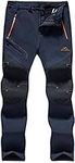 TACVASEN Mountain Trousers Mens Warm Outdoor Sports Trousers Fleece Snow Skate Ski Tracksuit Bottoms for Men Windproof Hiking Trousers Zipper Pocket, Thick - Navy Blue, 36