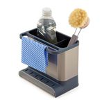 simplywire – Sink Tidy/Caddy – Kitchen Sink Organiser – Removable Drip Tray – Non-Slip – Grey and Stainless steel