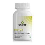 Unived B12+D3 | Methylcobalamin (98%), Methyltetrahydrofolate (5-MTHF), Vitamin D3 (Cholecalciferol) | Bone, Cognitive, Immune, & Cardiovascular Support | 180 Vegan Capsules