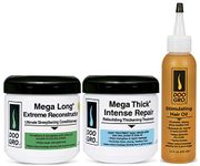 Doo Gro Mega Long Extreme Reconstructor 16oz with Mega Thick Intense Repair 16oz & Stimulating Growth Oil 4.5 fl. oz