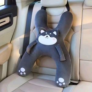 FFKQBH Car Pillow for Kids with Neck Support, Kids Travel Pillow and Sleeping Cushion for Toddlers, Soft Car Seat Pillow for Road Trips (Grey)