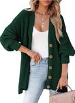 SHEWIN Womens Fall Fashion 2024 Casual Long Sleeve Button Down Lightweight Cardigan Christmas Sweater Soft Loose Cable Knit Fall Sweaters for Women 2024 Blackish Green X-Large