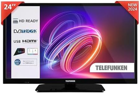 TELEFUNKEN TV 24" HD Ready 24TENSNVZ, TV LED 24 Pollici, Digitale DVB-T2/C/S2, USB, HDMI, uscita audio digitale, uscita SCART, Hotel Mode, 2024