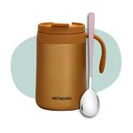 Mockery Coffee Mug 500ml with Spoon, Vacuum Insulated Stainless Steel Thermal Mug, Insulated Mug with Handle and Lid, Travel Mug (Gold)