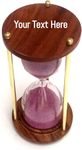 Personalized Wooden and Brass 5 Minutes Sand Timer Hour Glass Clock Home Decor Ideal for Exercise, Tea Making, Study Table Decor, Antique Nautical Decor Theme (Height 6 Inches)