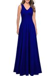 WOOSEA Women's Sleeveless Deep V Neck Loose A-Line Evening Cocktail Long Dress, Royal Blue, XL