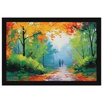 ArtX Paper Scenic Nature Romantic Couple Scenery For Wall With Frame, Nature Painting For Living Room, Multicolor, 12.5 X 18.5 inches, Set of 1