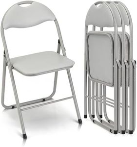 GarveeHome Folding Chairs 4 Pack with Cushion, Outdoor & Indoor Event Portable Metal Folding Chairs with Non-Slip Feet Pads Stackable Chairs, Grey