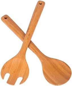 BIRDROCK HOME Bamboo Salad Servers 2-Piece Set - Bamboo Spoon & Fork Set - Salad Utensils for Cooking and Serving - Ideal Salad Spoons for Tossing & Mixing - Durable Serveware for Kitchen & Dining