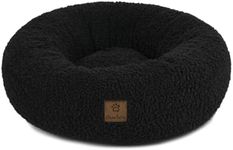 Charlie's Boucle Style Ultra - Soft Teddy Fleece Round Donut Calming Dog Cat Pet Sofa Bed Head and Neck Support - Charcoal Small 58.5x58.5x18cm